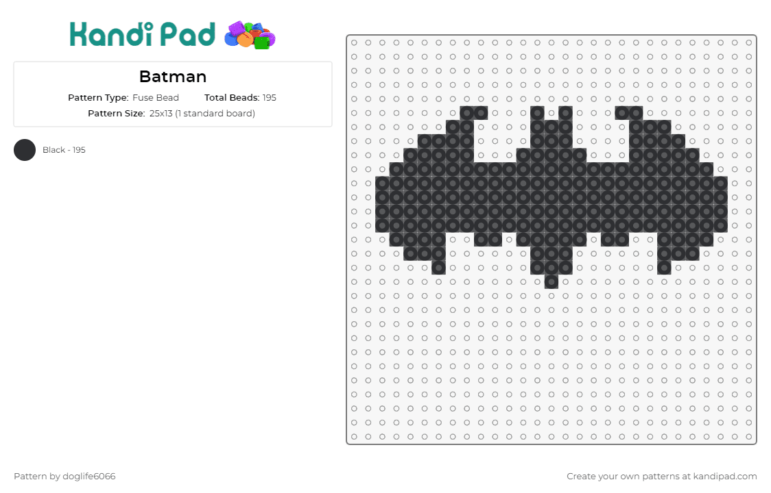Batman (square) by Maninthebook on Kandi Patterns