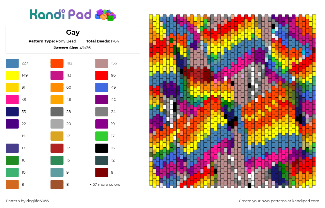 Gay - Pony Bead Pattern by regansroom on Kandi Pad - gay,pride,flags,rainbow,lgbt,love,peace,acceptance,equality,community