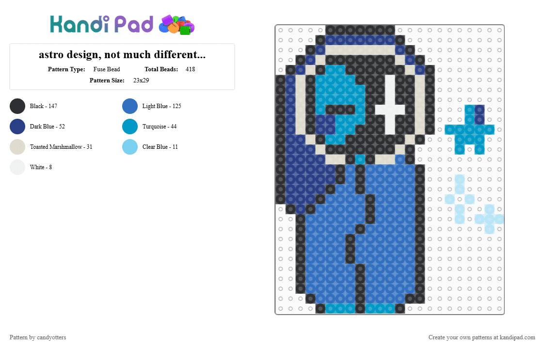 astro design, not much different from cannon - Fuse Bead Pattern by candyotters on Kandi Pad - blue,dandys world,astro novalite,astro,roblox,fandom