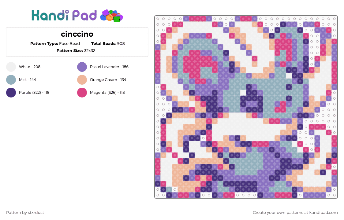 cinccino - Fuse Bead Pattern by stxrdust on Kandi Pad - blue,light blue,beige