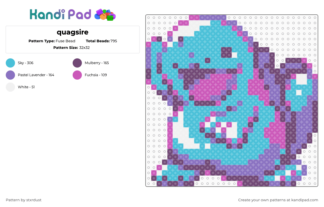 quagsire - Fuse Bead Pattern by stxrdust on Kandi Pad - pink,light blue