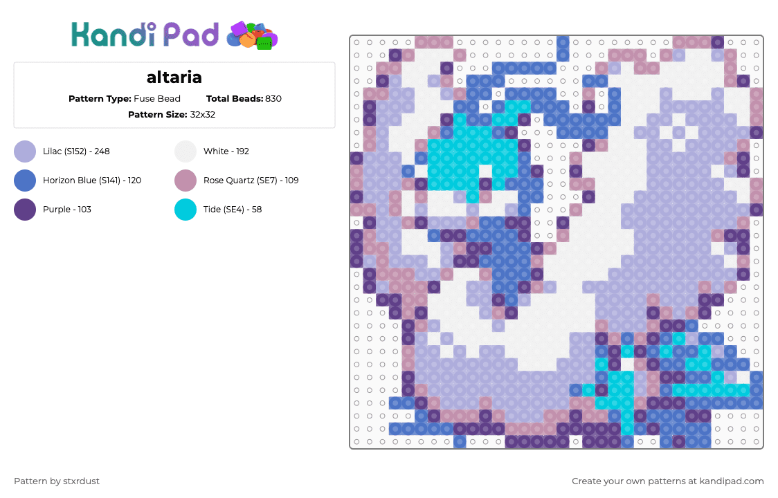 altaria - Fuse Bead Pattern by stxrdust on Kandi Pad - pink