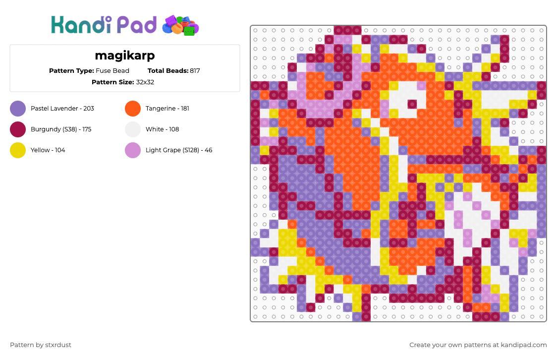 magikarp - Fuse Bead Pattern by stxrdust on Kandi Pad - pink,blue,orange
