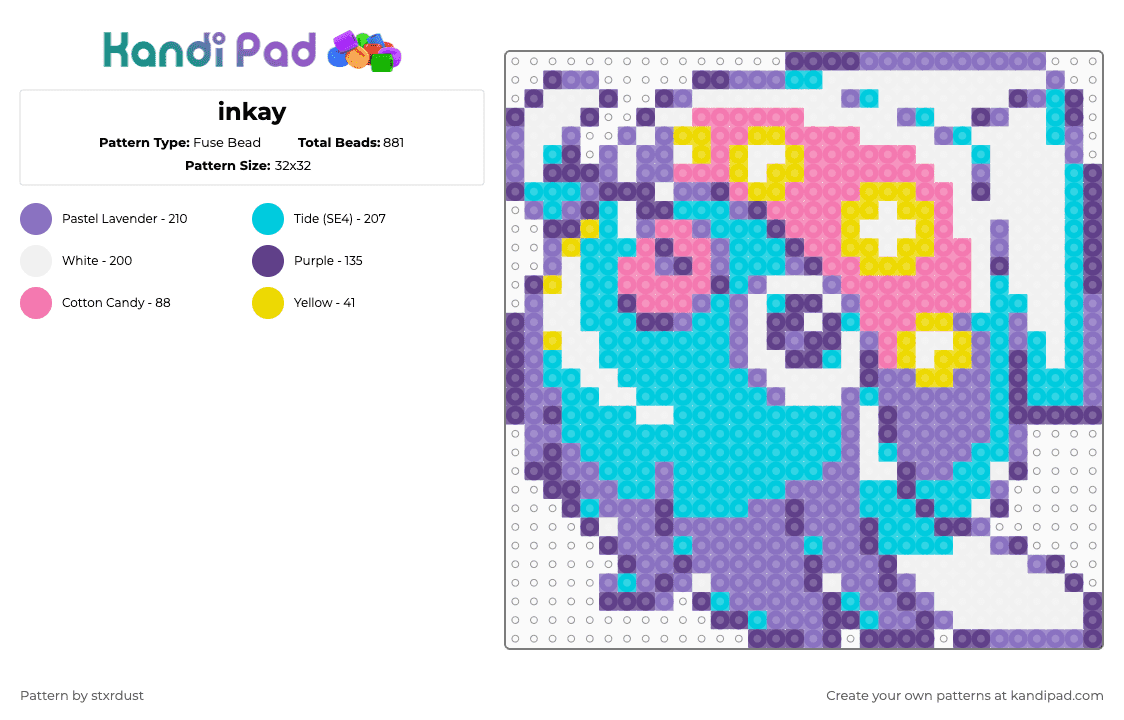 inkay - Fuse Bead Pattern by stxrdust on Kandi Pad - purple,blue,light blue