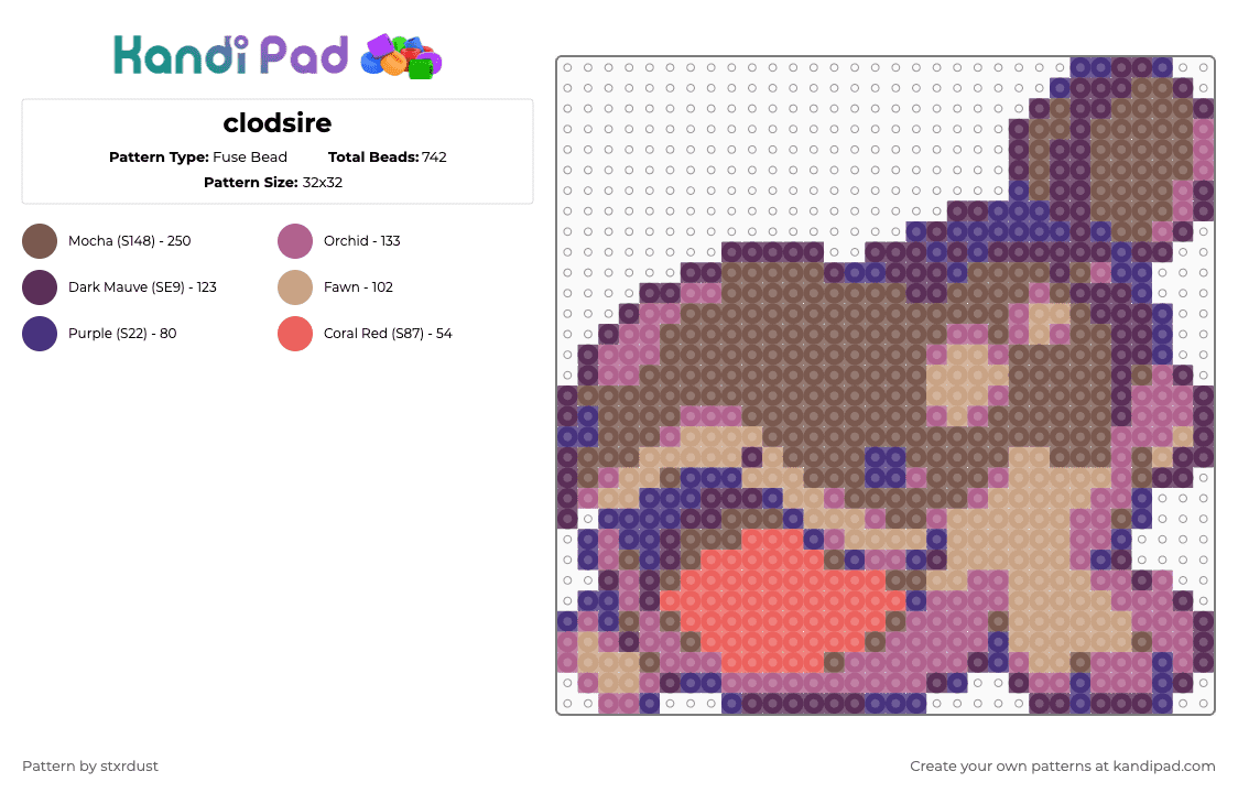 clodsire - Fuse Bead Pattern by stxrdust on Kandi Pad - pink,tan