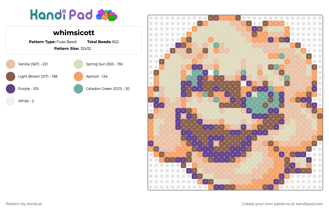 whimsicott - Fuse Bead Pattern by stxrdust on Kandi Pad - beige
