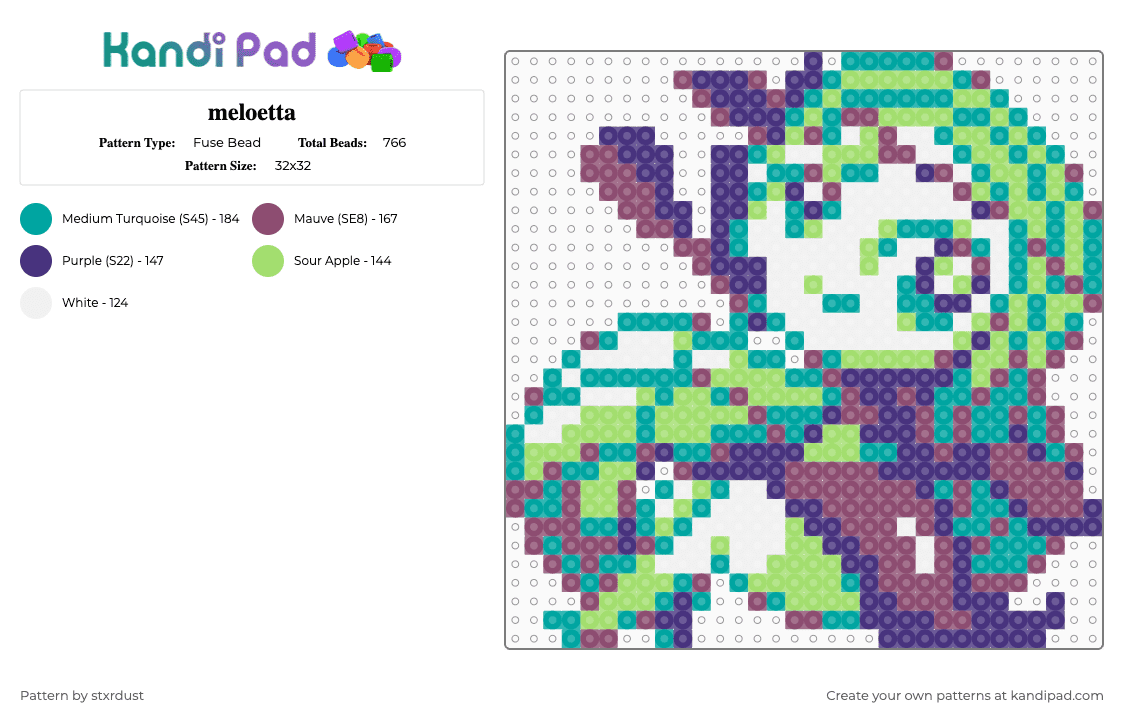 meloetta - Fuse Bead Pattern by stxrdust on Kandi Pad - teal,pink