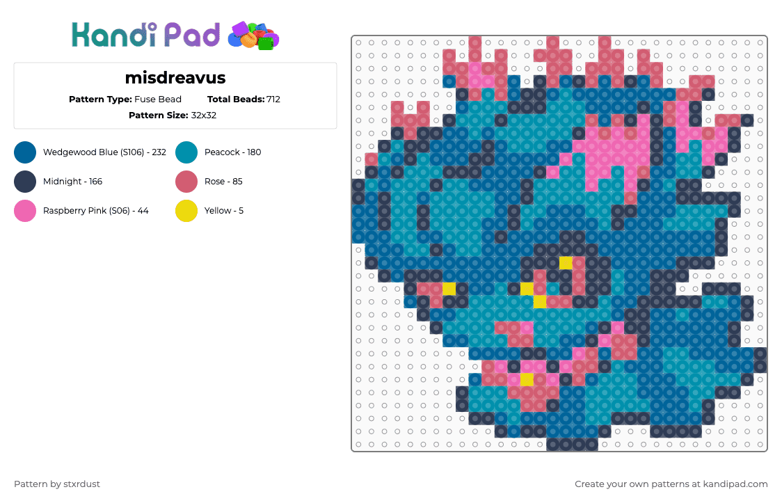 misdreavus - Fuse Bead Pattern by stxrdust on Kandi Pad - purple,blue,teal