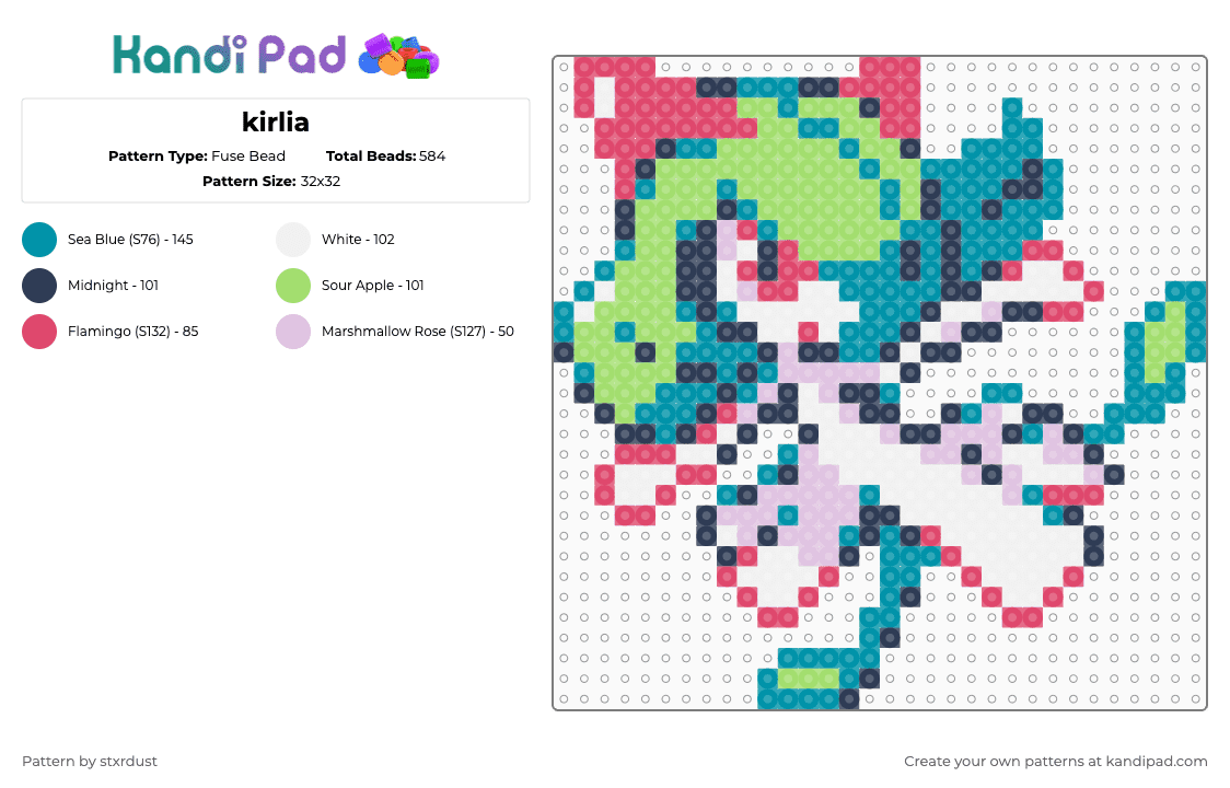 kirlia - Fuse Bead Pattern by stxrdust on Kandi Pad - purple,teal,green