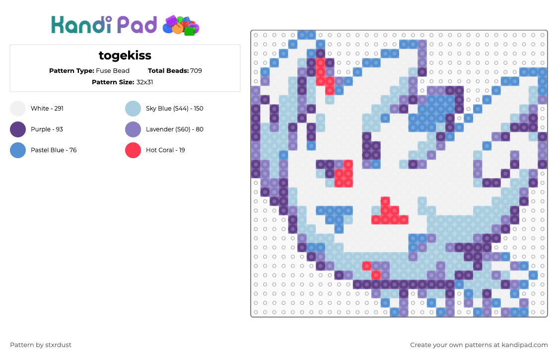 togekiss - Fuse Bead Pattern by stxrdust on Kandi Pad - light blue