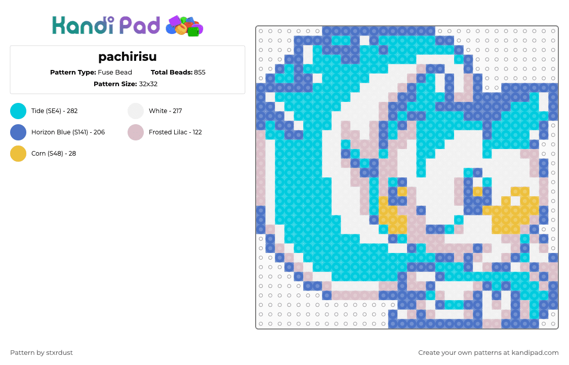 pachirisu - Fuse Bead Pattern by stxrdust on Kandi Pad - blue,light blue