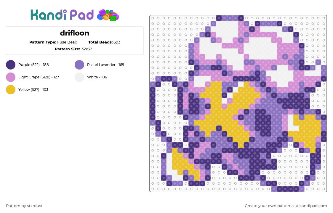 drifloon - Fuse Bead Pattern by stxrdust on Kandi Pad - purple,blue
