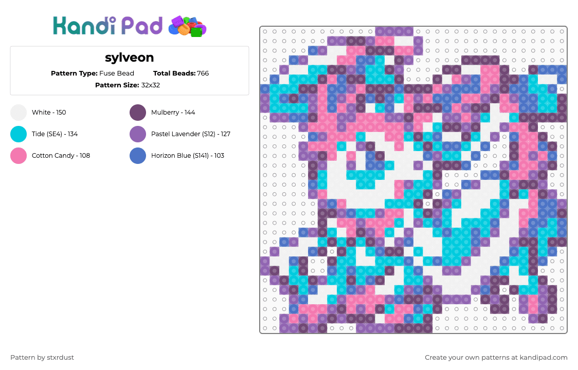 sylveon - Fuse Bead Pattern by stxrdust on Kandi Pad - pink