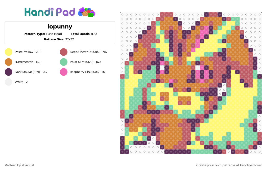 lopunny - Fuse Bead Pattern by stxrdust on Kandi Pad - red,yellow,orange
