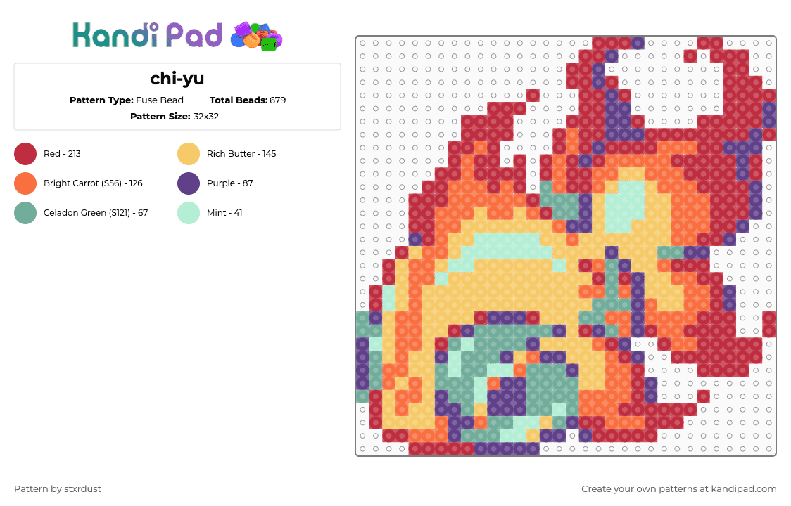 chi-yu - Fuse Bead Pattern by stxrdust on Kandi Pad - red,orange,yellow