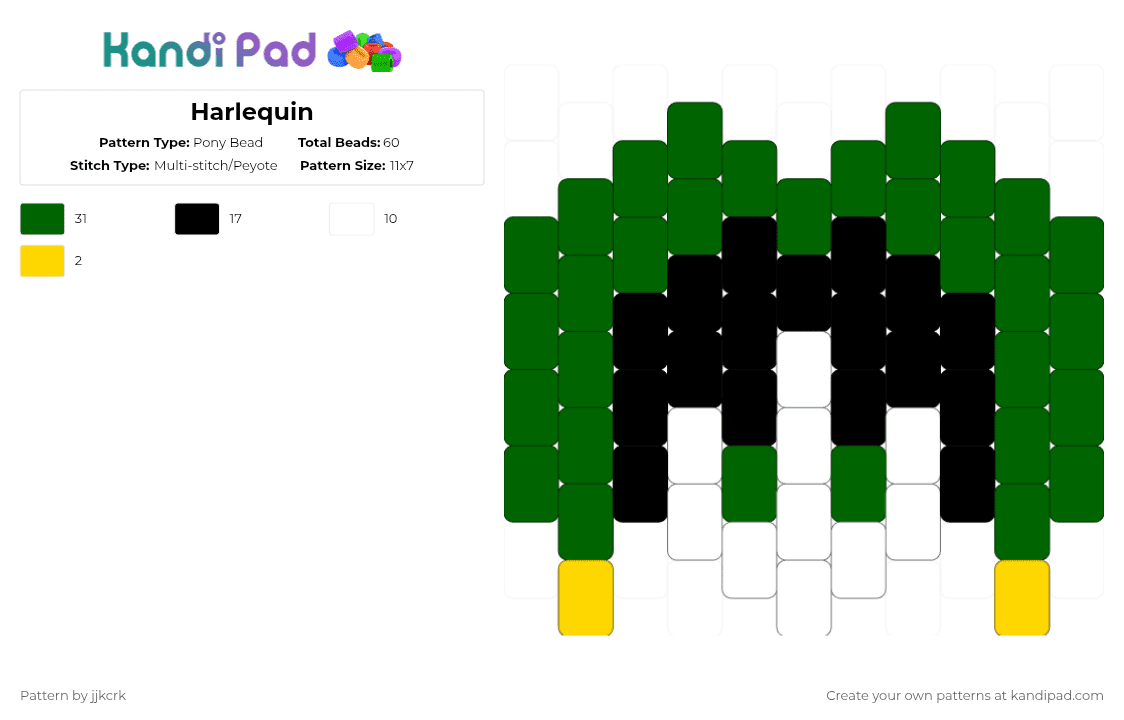 Harlequin - Pony Bead Pattern by jjkcrk on Kandi Pad - green