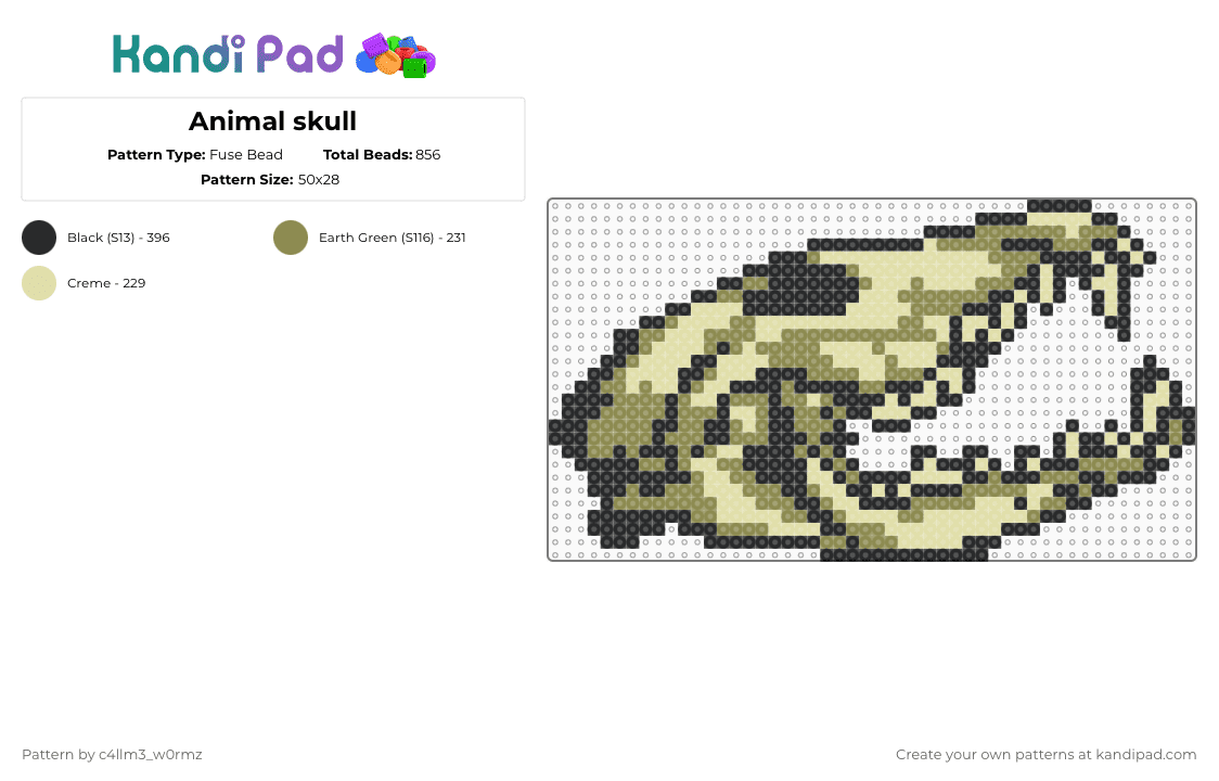 Animal skull - Fuse Bead Pattern by c4llm3_w0rmz on Kandi Pad - yellow,gold,animal,skull,animal skull,perler beads,fuse beads