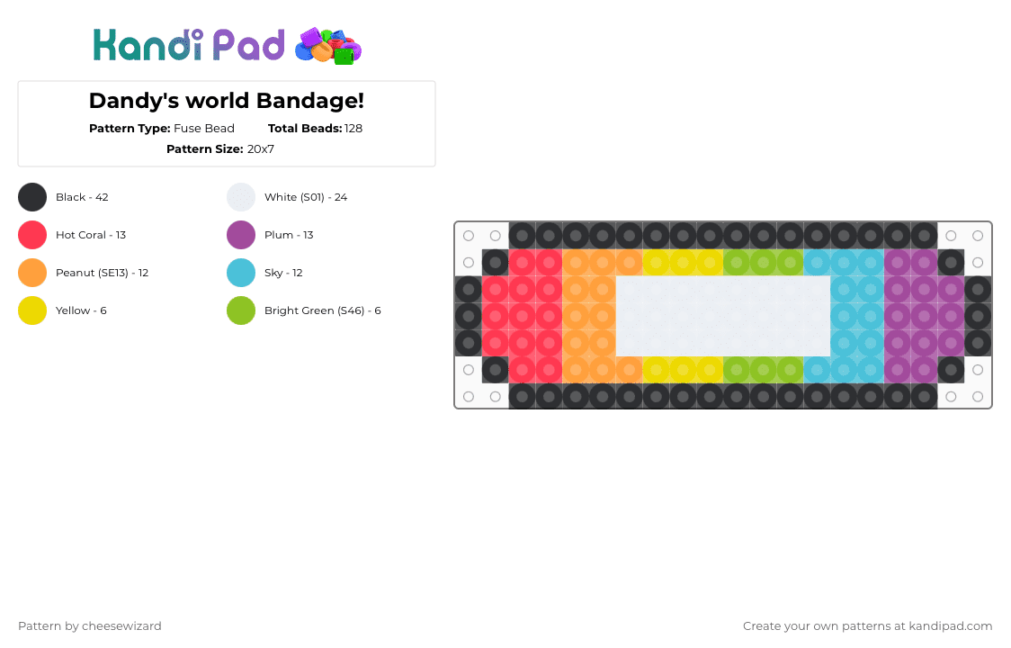 Dandy\'s world Bandage! - Fuse Bead Pattern by cheesewizard on Kandi Pad - red,orange,light blue,pink,dw,dandysworld