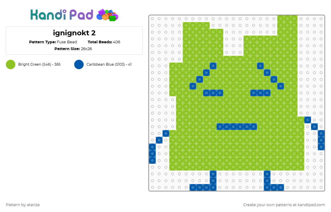 ignignokt 2 - Fuse Bead Pattern by atarize on Kandi Pad - green,athf,aqua teen hunger force,mooninites,err,ignignokt