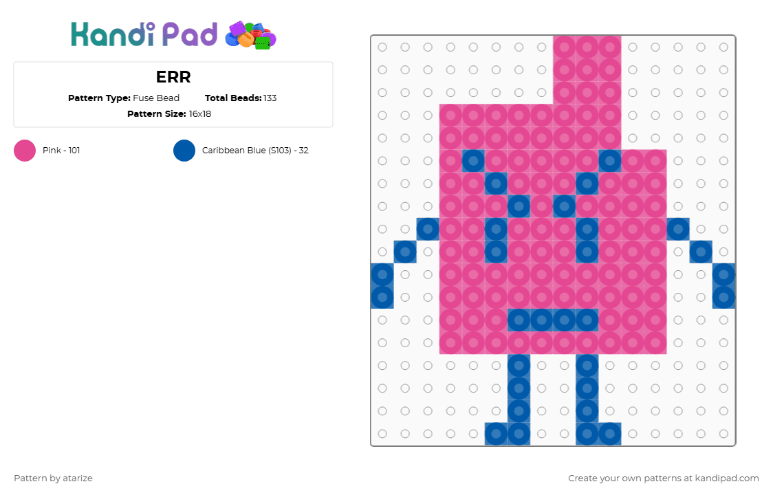 ERR - Fuse Bead Pattern by atarize on Kandi Pad - pink,err,athf,aqua teen hunger force,ignignokt,mooninites