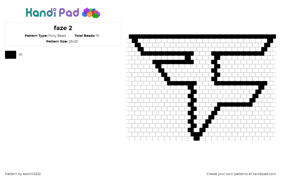 faze 2 - Pony Bead Pattern by asslick3232 on Kandi Pad - faze clan,esports,video games,logo,competitive,team,sports,gaming,black