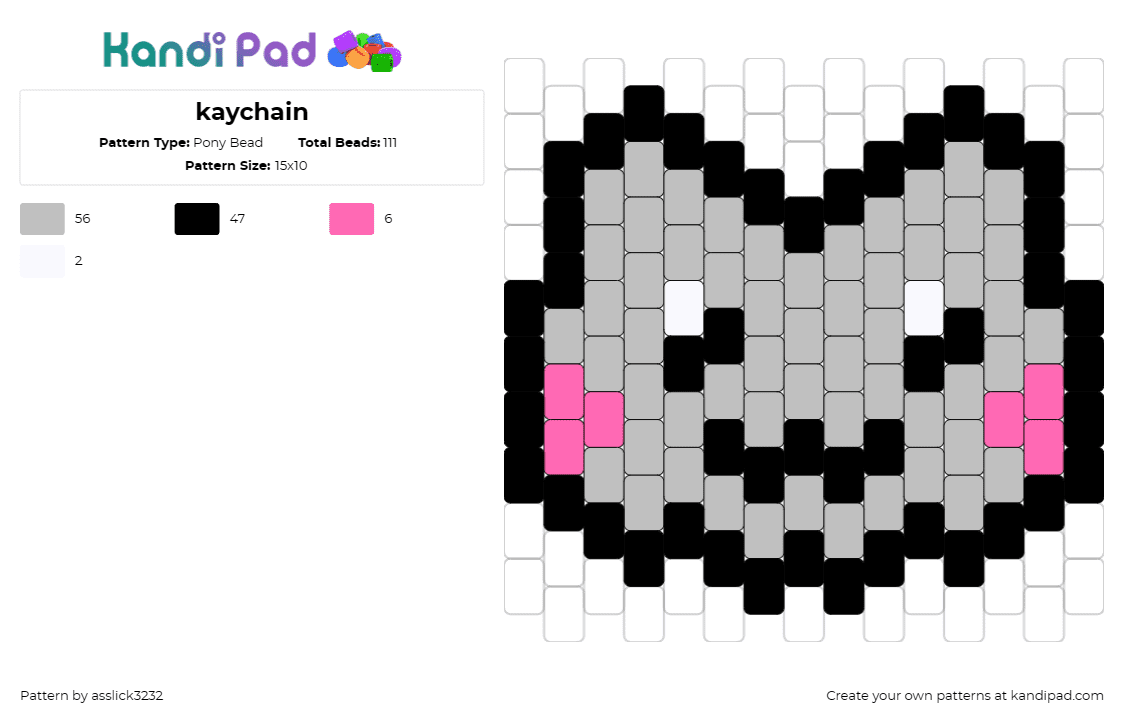 kaychain - Pony Bead Pattern by asslick3232 on Kandi Pad - nyan cat,keychain,meme,monochrome,gray,whimsical