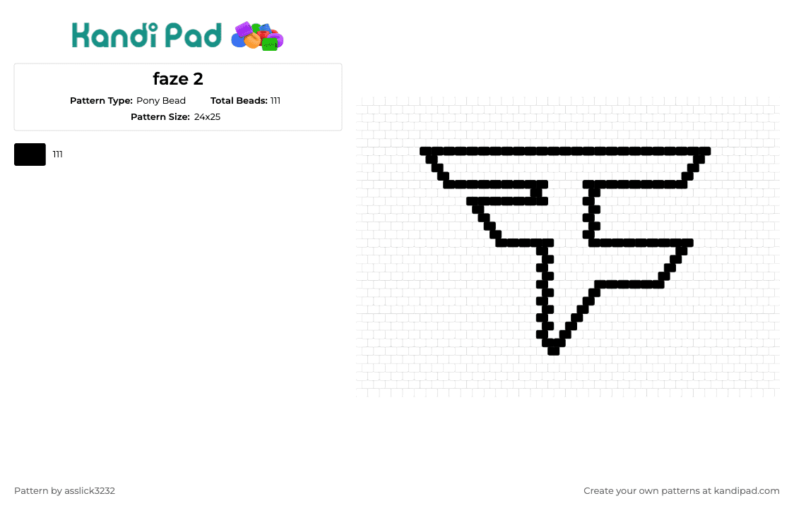 faze 2 - Pony Bead Pattern by asslick3232 on Kandi Pad - faze clan,esports,video games,logo,competitive,team,sports,gaming,enthusiast,black