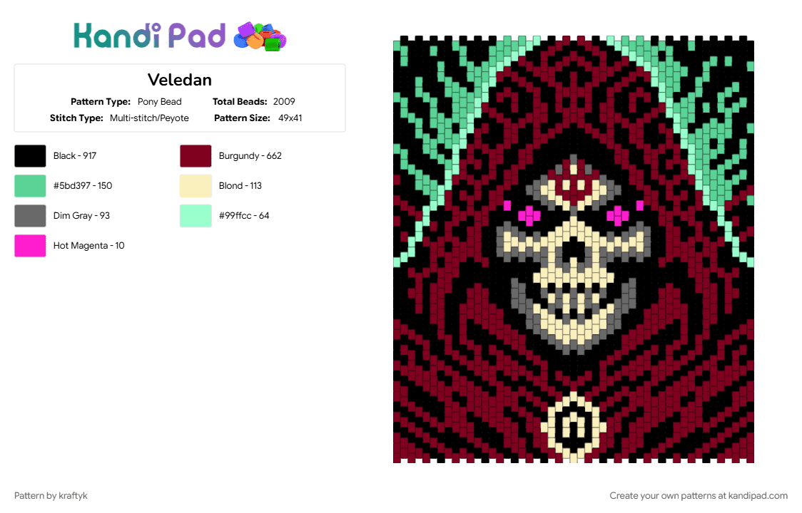 Veledan - Pony Bead Pattern by kraftyk on Kandi Pad - brown, teal
