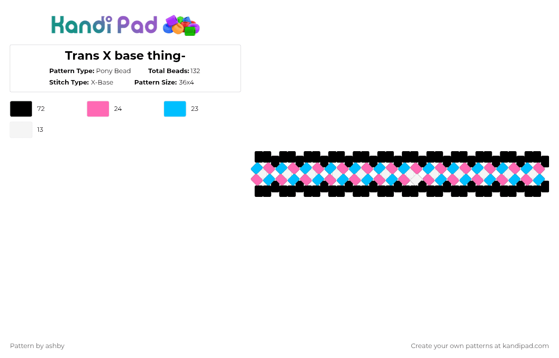 Trans X base thing- - Pony Bead Pattern by ash_url0c4l_twink on Kandi Pad - black,light blue,pink