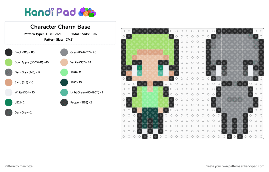 Character Charm Base - Fuse Bead Pattern by marcotte on Kandi Pad - base, character, charm, gray, head, silhouette, starter