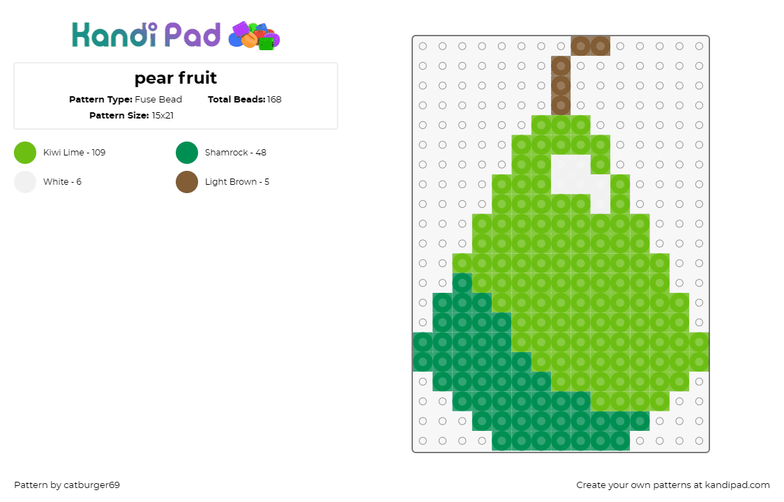 pear fruit - Fuse Bead Pattern by catburger69 on Kandi Pad - pear,fruit,food,simple,green