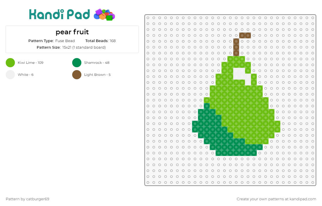 pear fruit - Fuse Bead Pattern by catburger69 on Kandi Pad - pear,fruit,food