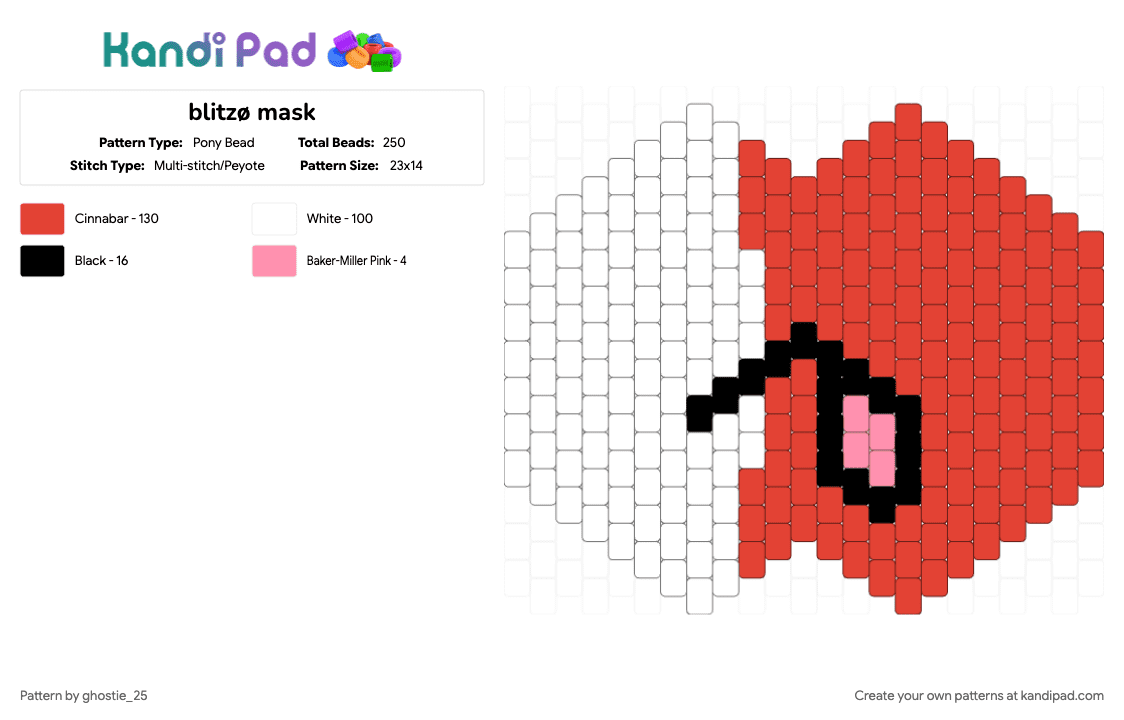 blitzø mask - Pony Bead Pattern by ghostie_25 on Kandi Pad - 
