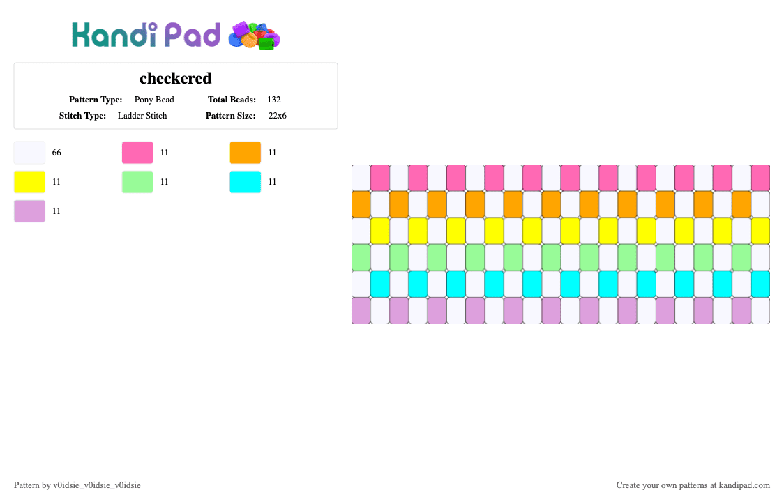 checkered - Pony Bead Pattern by ghostie_25 on Kandi Pad - pink, white