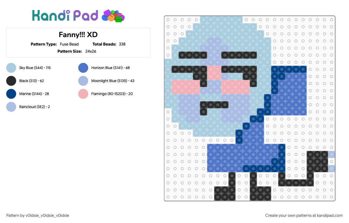 Fanny!!! XD - Fuse Bead Pattern by ghostie_25 on Kandi Pad - blue, light blue