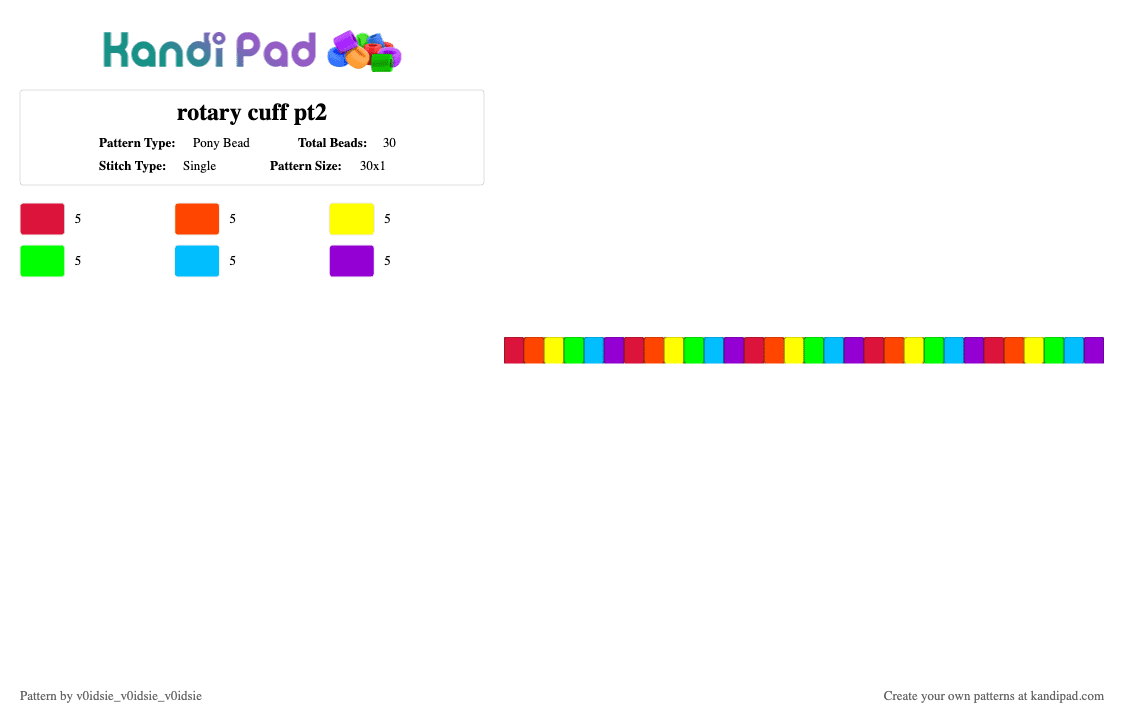 rotary cuff pt2 - Pony Bead Pattern by v0idsie_v0idsie_v0idsie on Kandi Pad - red