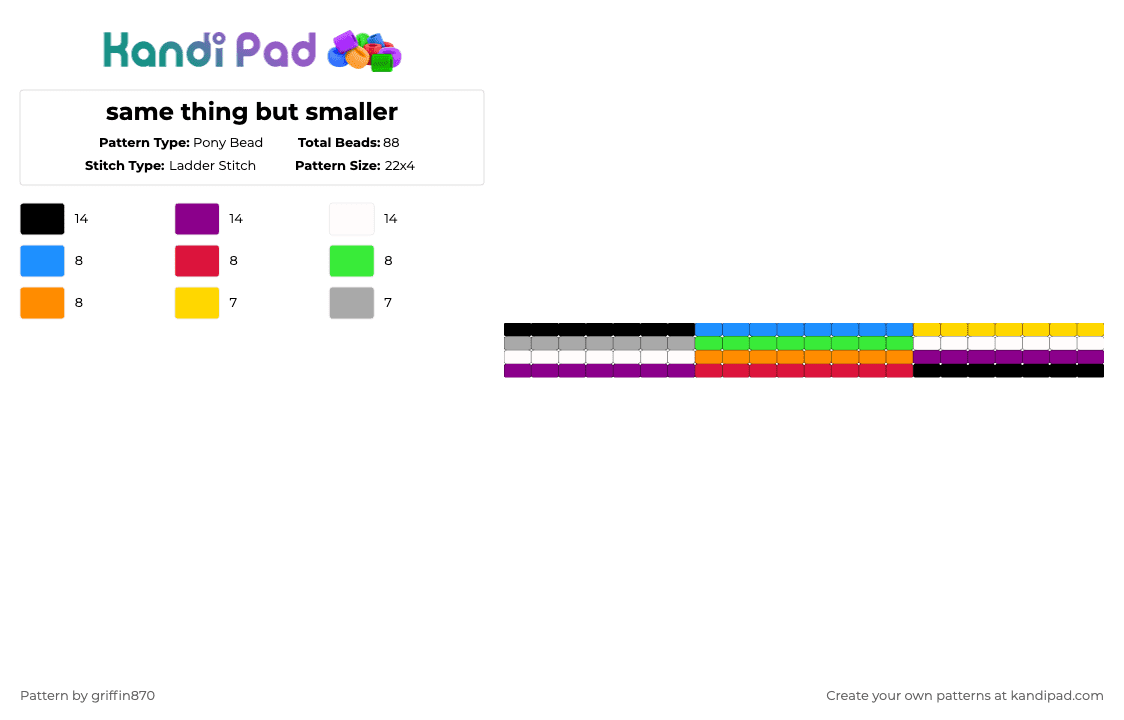 same thing but smaller - Pony Bead Pattern by ghostie_25 on Kandi Pad - colorful, orange, red
