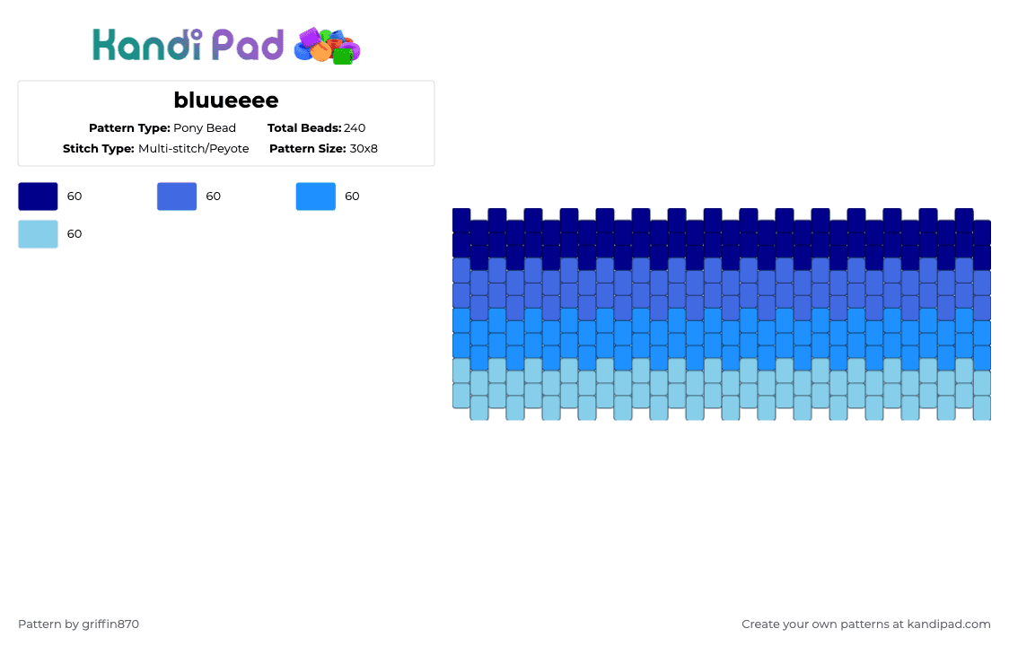 bluueeee - Pony Bead Pattern by ghostie_25 on Kandi Pad - light blue
