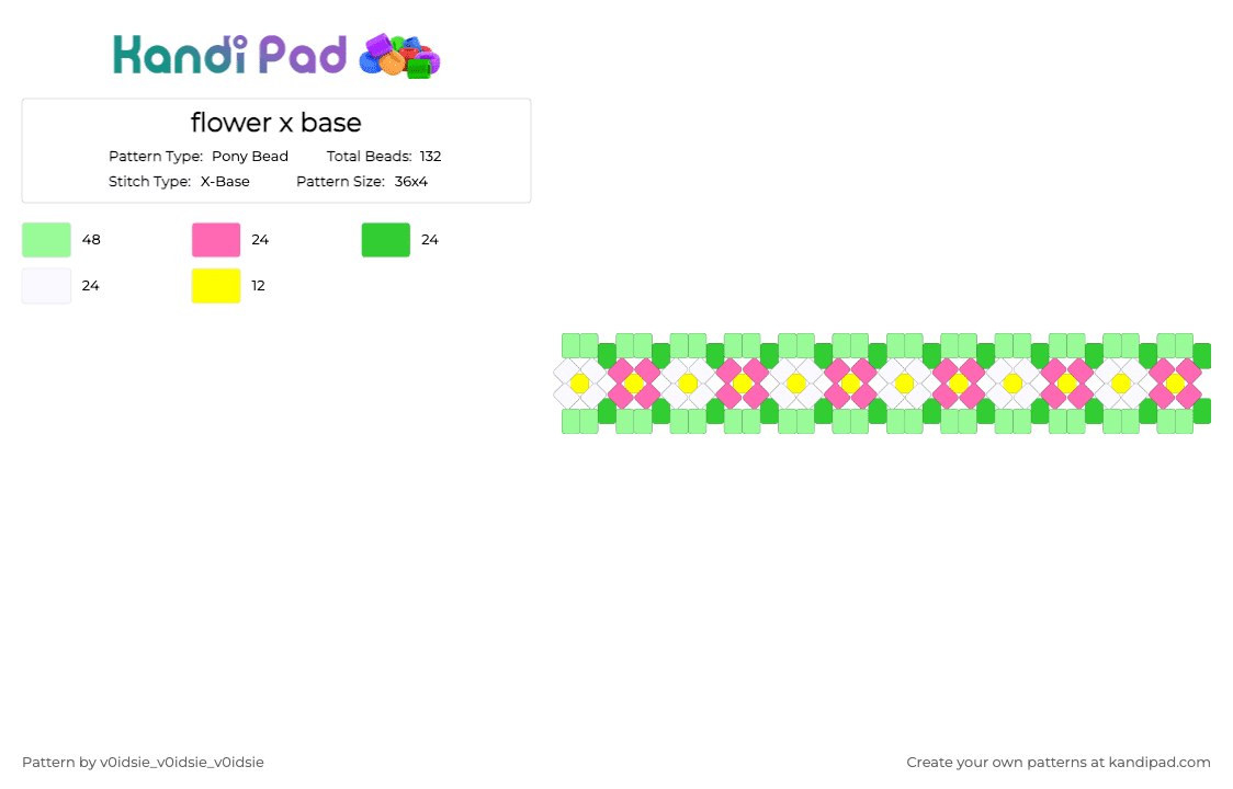 flower x base - Pony Bead Pattern by v0idsie_v0idsie_v0idsie on Kandi Pad - teal