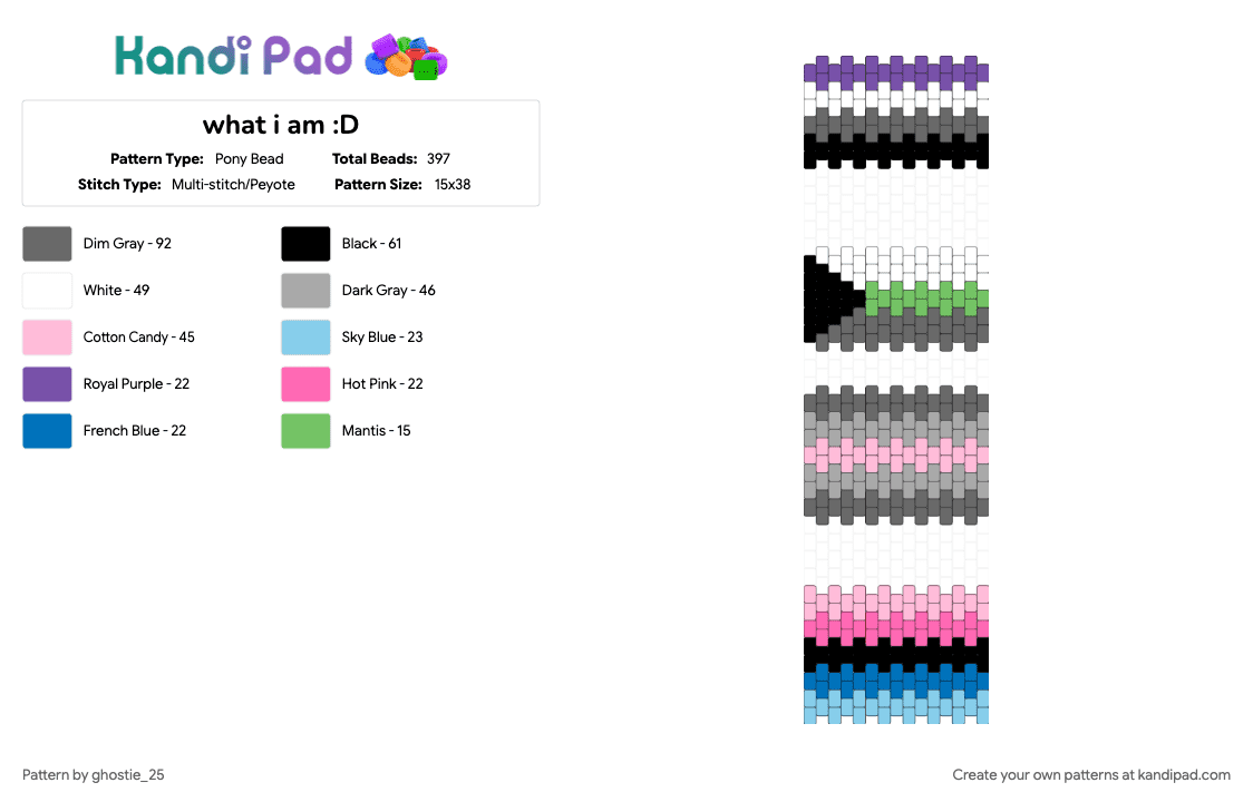 what i am :D - Pony Bead Pattern by ghostie_25 on Kandi Pad - beige, gray, pink