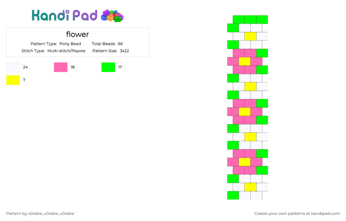flower - Pony Bead Pattern by v0idsie_v0idsie_v0idsie on Kandi Pad - pink,green