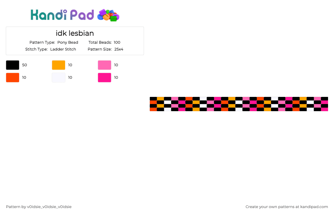 idk lesbian - Pony Bead Pattern by ghostie_25 on Kandi Pad - black, pink