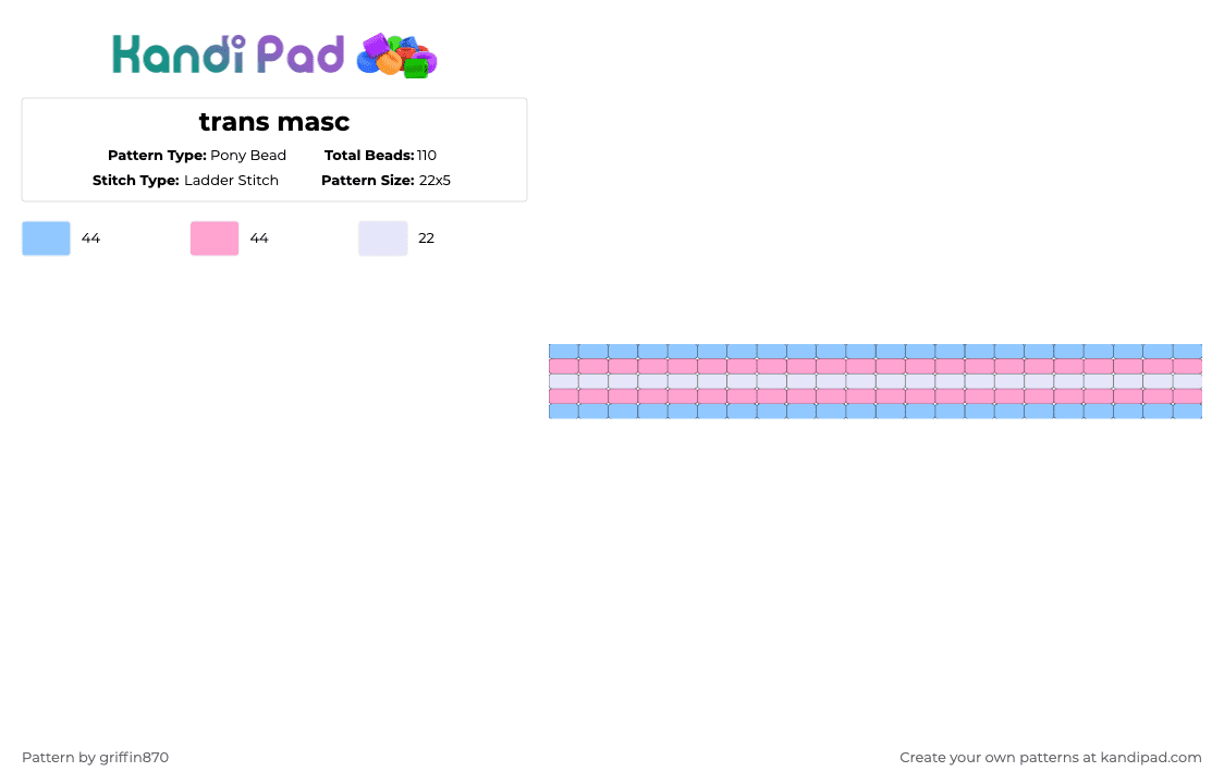 trans masc - Pony Bead Pattern by ghostie_25 on Kandi Pad - light blue, pink