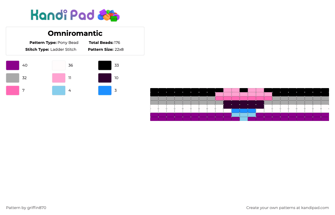 Omniromantic - Pony Bead Pattern by ghostie_25 on Kandi Pad - beige, pink