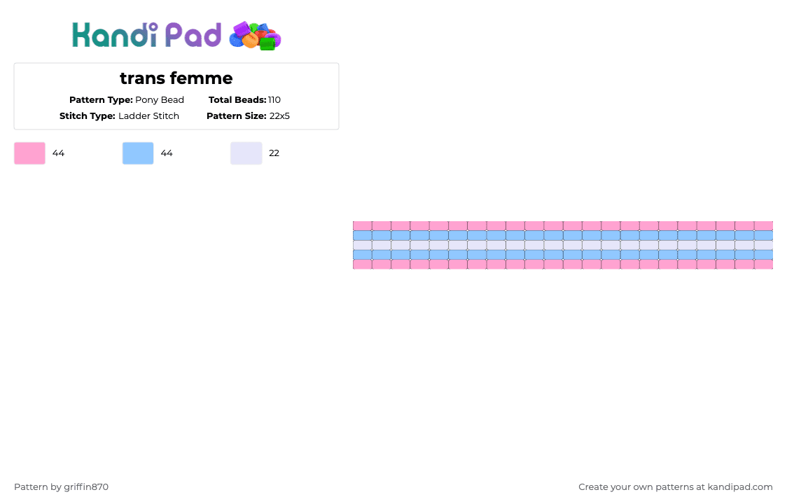 trans femme - Pony Bead Pattern by ghostie_25 on Kandi Pad - light blue, pink