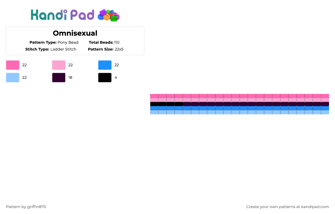 Omnisexual - Pony Bead Pattern by ghostie_25 on Kandi Pad - light blue, pink