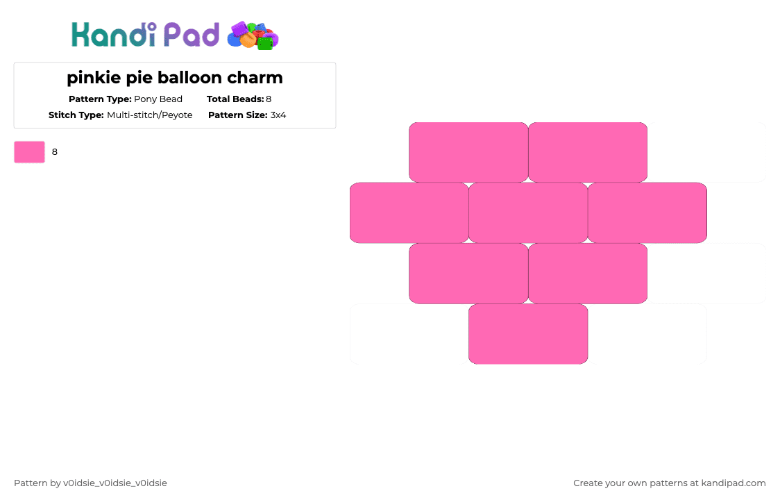 pinkie pie balloon charm - Pony Bead Pattern by ghostie_25 on Kandi Pad - pink