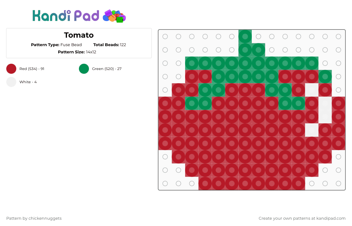 Tomato - Fuse Bead Pattern by chickennuggets on Kandi Pad - red