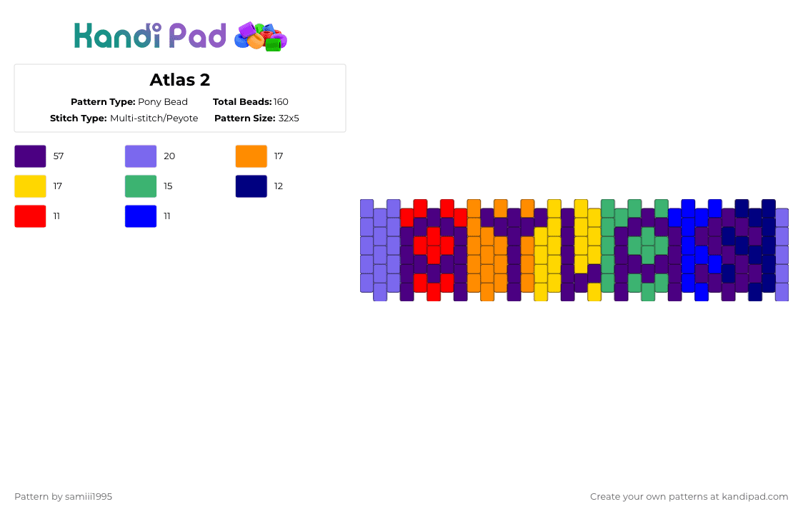 Atlas 2 Pony Bead Pattern - Kandi Pad | Kandi Patterns, Fuse Bead ...