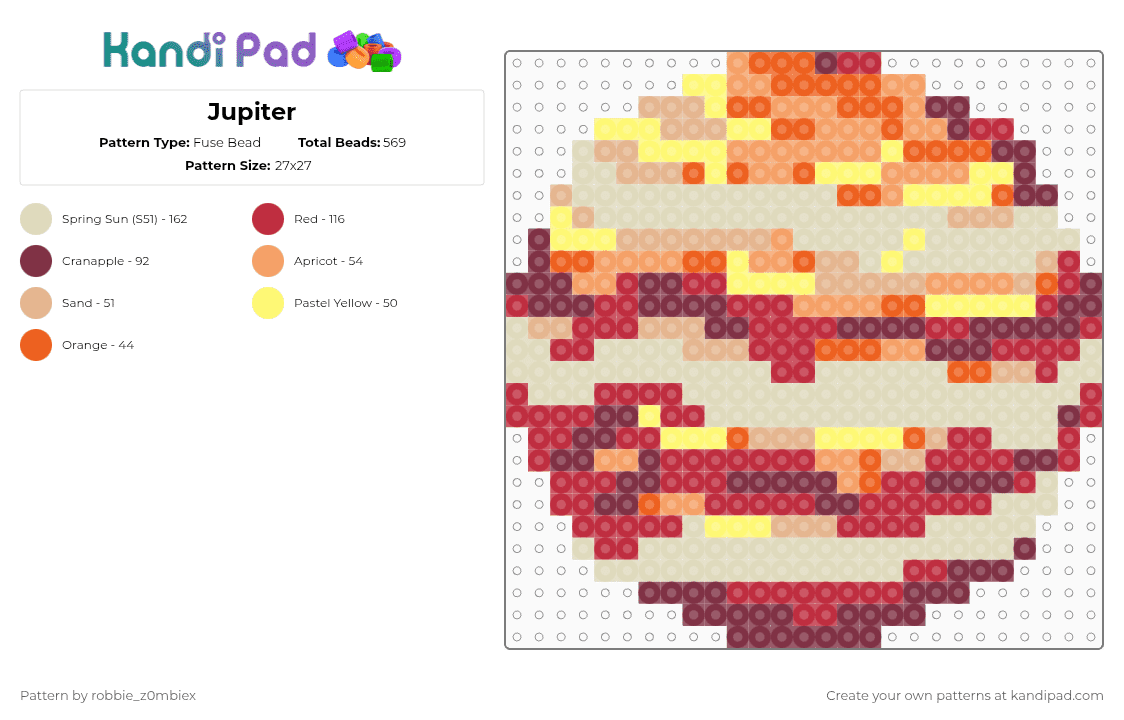 Jupiter - Fuse Bead Pattern by robbie_z0mbiex on Kandi Pad - beige, red